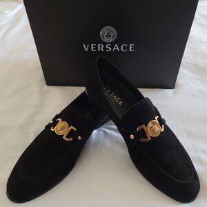 NEW Authentic Versace La Medusa Espresso Suede Loafers